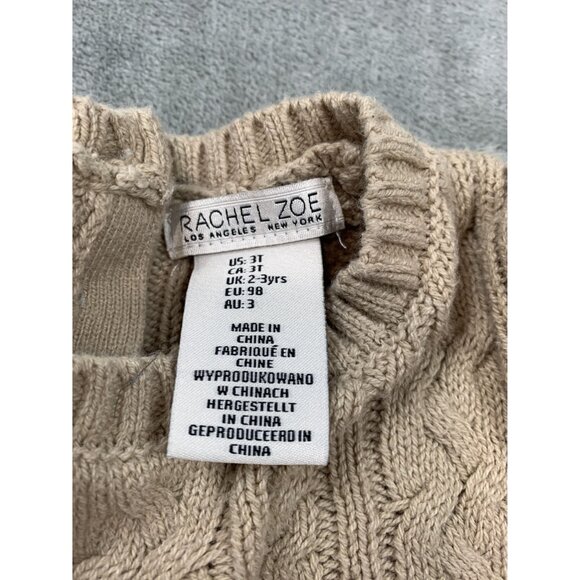 Rachel Zoe Cable Knit Sweater Dress 3T Cotton/Acrylic Beige/Tan - Picture 3 of 10